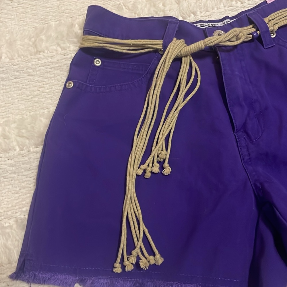 Y2K limited too short, fringe beaded belt purple 100% cotton girls size 14 slim - Picture 2 of 12